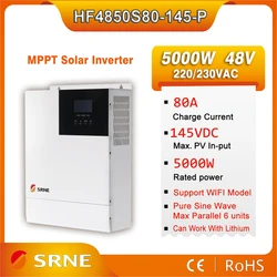 SRNE 5KVA 5KW Hybrid Solar Inverter MPPT 80A 145VDC PV Input 220VAC 48V With Parallel Function 5000W 3 Phase Solar Inversor