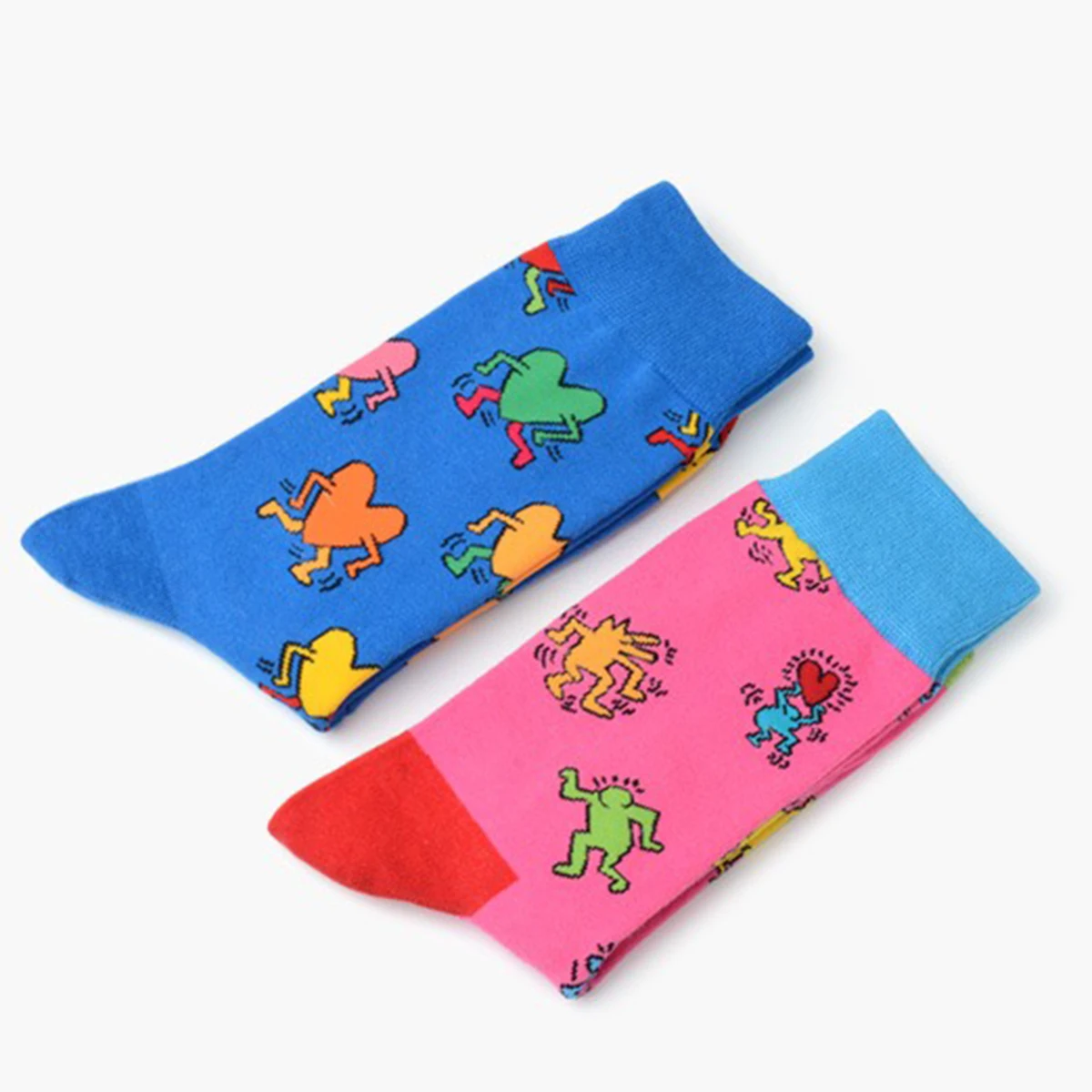 1 Pair Funny Colorful Scrawl Print， Novelty Street Style Mid Tube Women Socks Suit In All Seasons