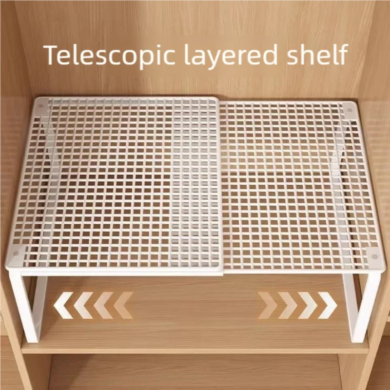 1pc Wardrobe Scalable Layered Partition Board Stackable Large-capacity Shelf Shoe Cabinet Sorting Board Wardrobe Organizer