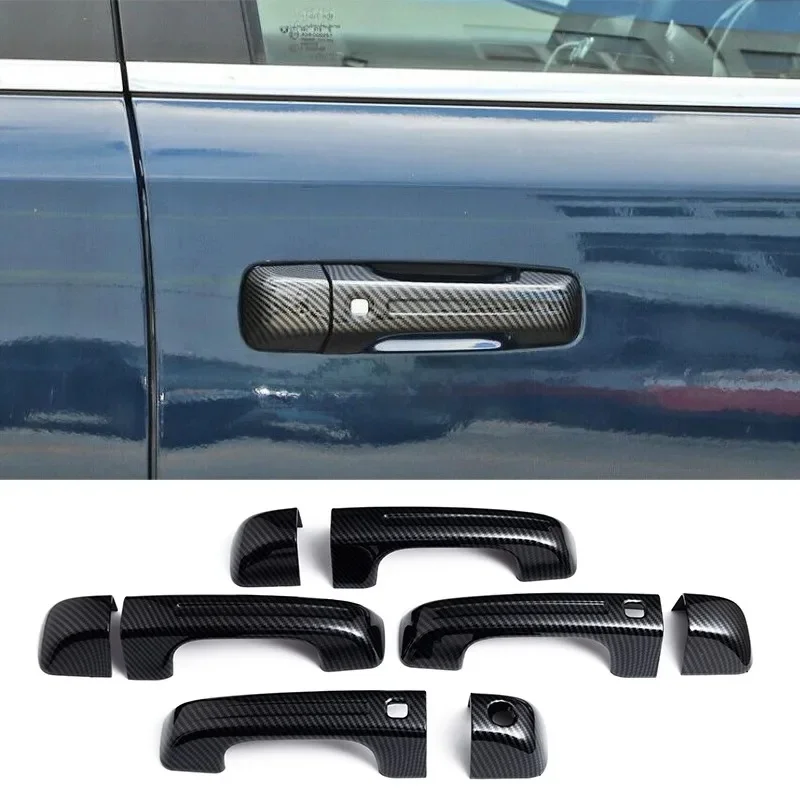 For 2019-2025 Dodge Ram 1500 Keyless Entry Car Exterior Door Handle Covers Decor Accessories 2023 2022 2021 2020 Carbon Fiber