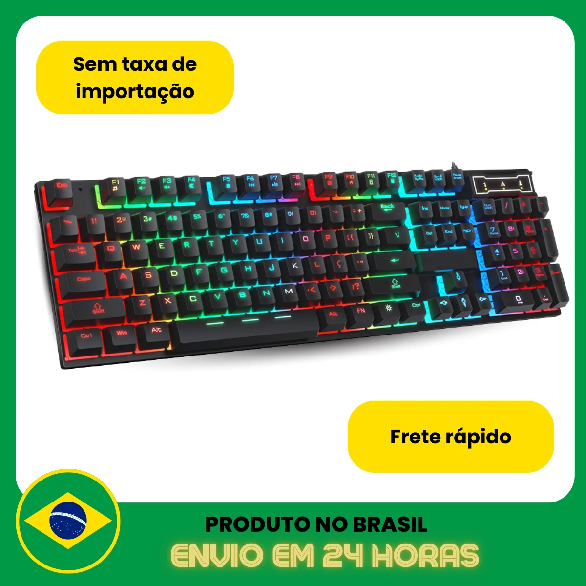 لوحة مفاتيح Semi Mecanico LED RGB Gamer ، RGB ، USB ، PC ، PS4 ، Xbox