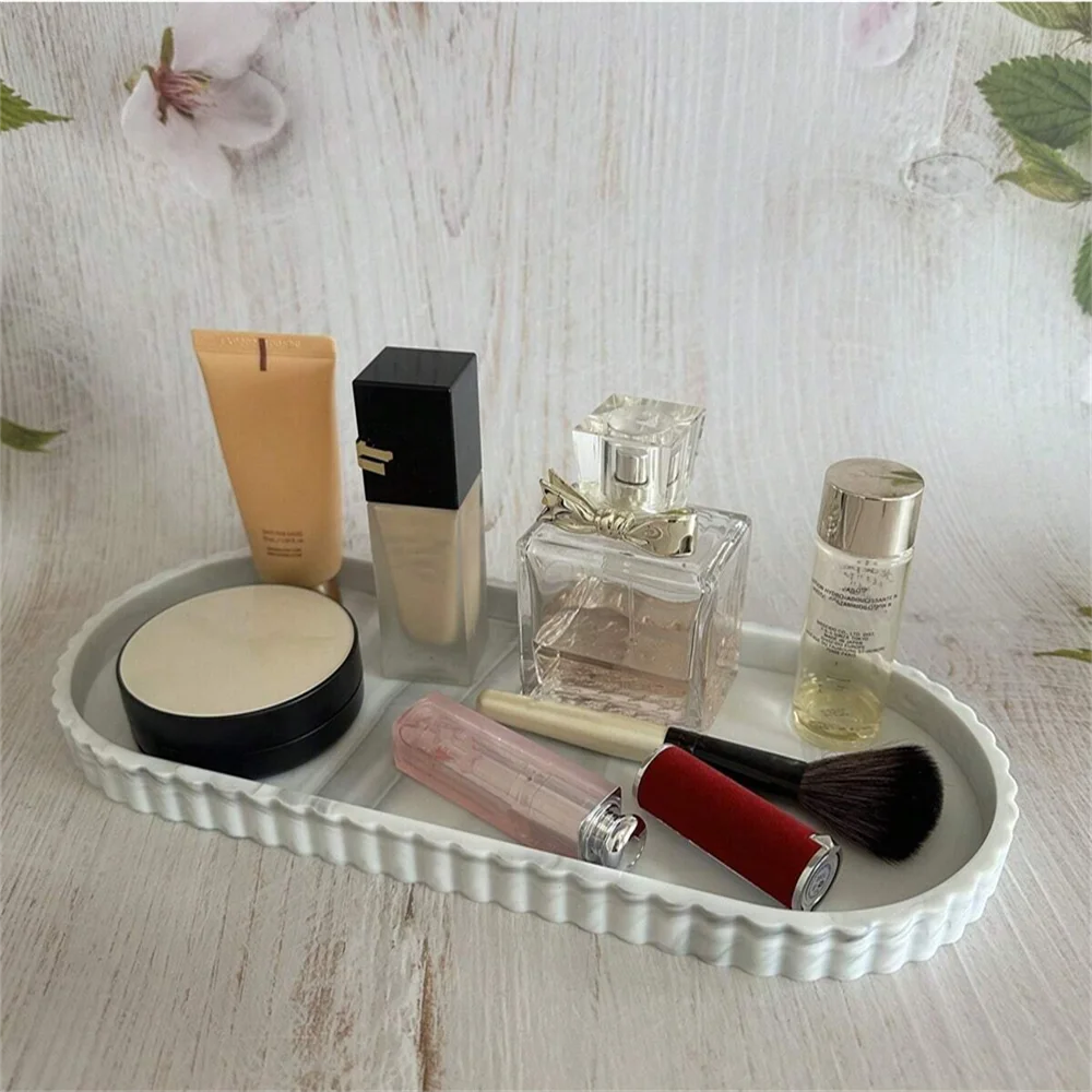 Bathroom Vanity Storage Tray Countertop Soap Scented Candles Small Plants Tray Dressing Table for Kitchen Sink Organization