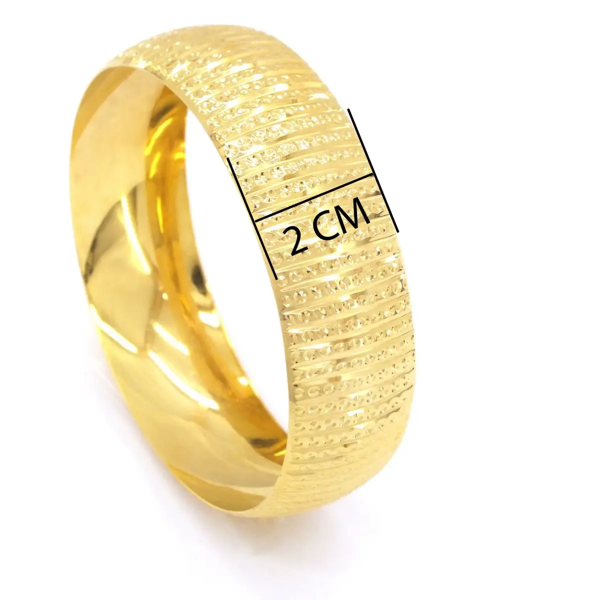 22 Carat 2CM Women Gold Plated Dotted Bracelet Bangle Thickness Dubai Ethiopian Wedding Anniversary Party Arab Middle Eastern