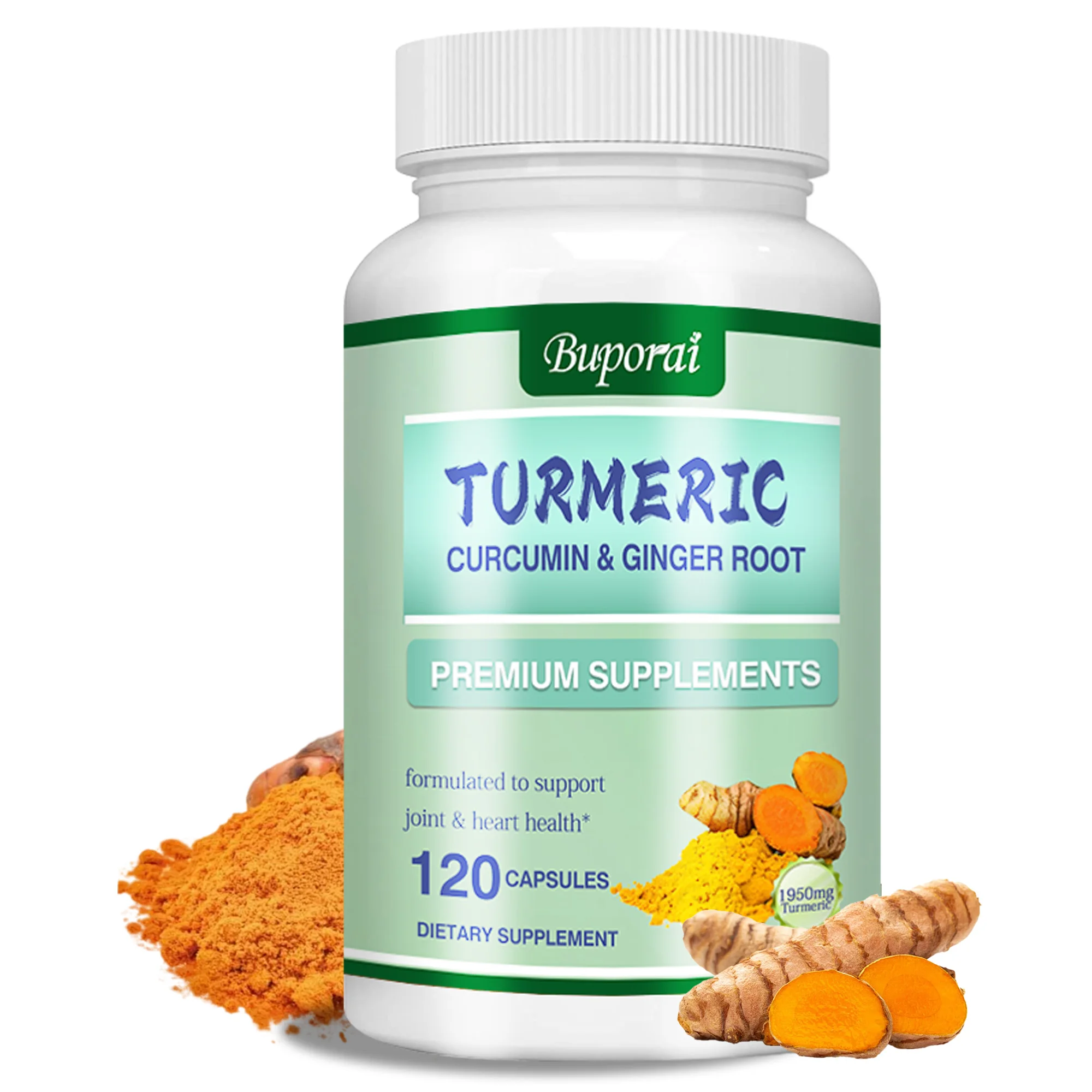 Turmeric Curcumin + Ginger Root - with Curcumin, Black Pepper - for Joints, Muscles, Digestion & Immunity Support - 120 Capsules