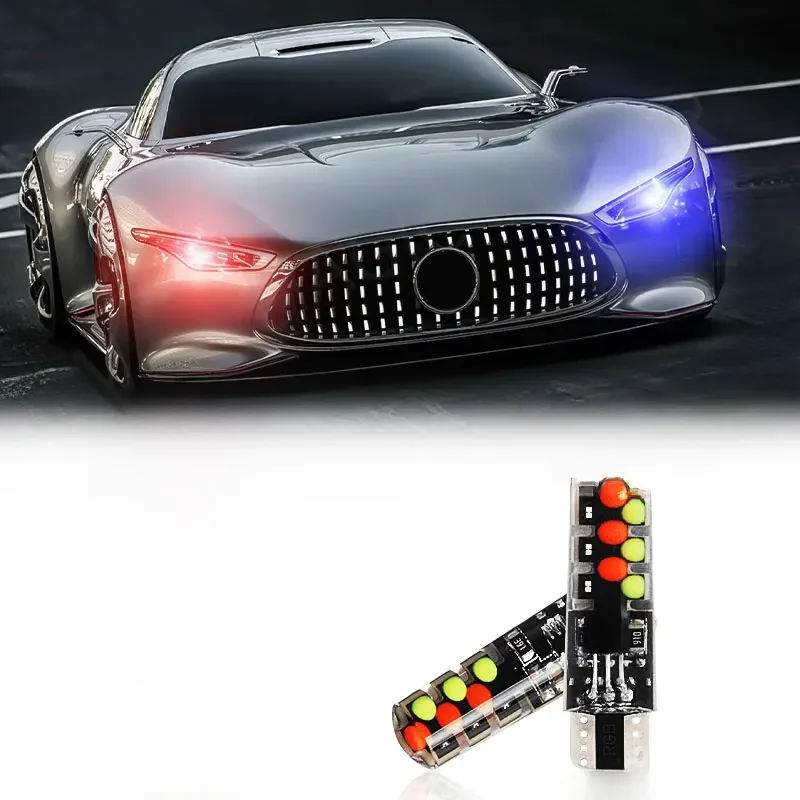 2szt T10 W5w RGB Żarówka LED Zdalne sterowanie COB Lampa samochodowa Oświetlenie do czytania Samochody Lampa klinowa z pilotem 12V — zdjęcie 2