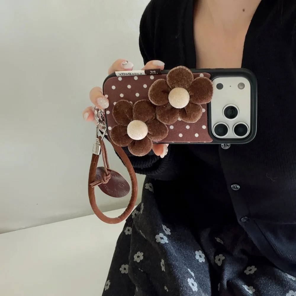 

Fashion cute 3D flower retro phone case for iPhone 17 16 ProMax 13 14 15 Pro fundas Korean INS new shockproof protective cover