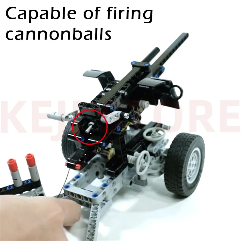 KEJI MOC-6083 Fire Anti Tank Gun Anti-aircraft Cannon Model DIY Building Blocks Bricks Kits for Christmas Gifts