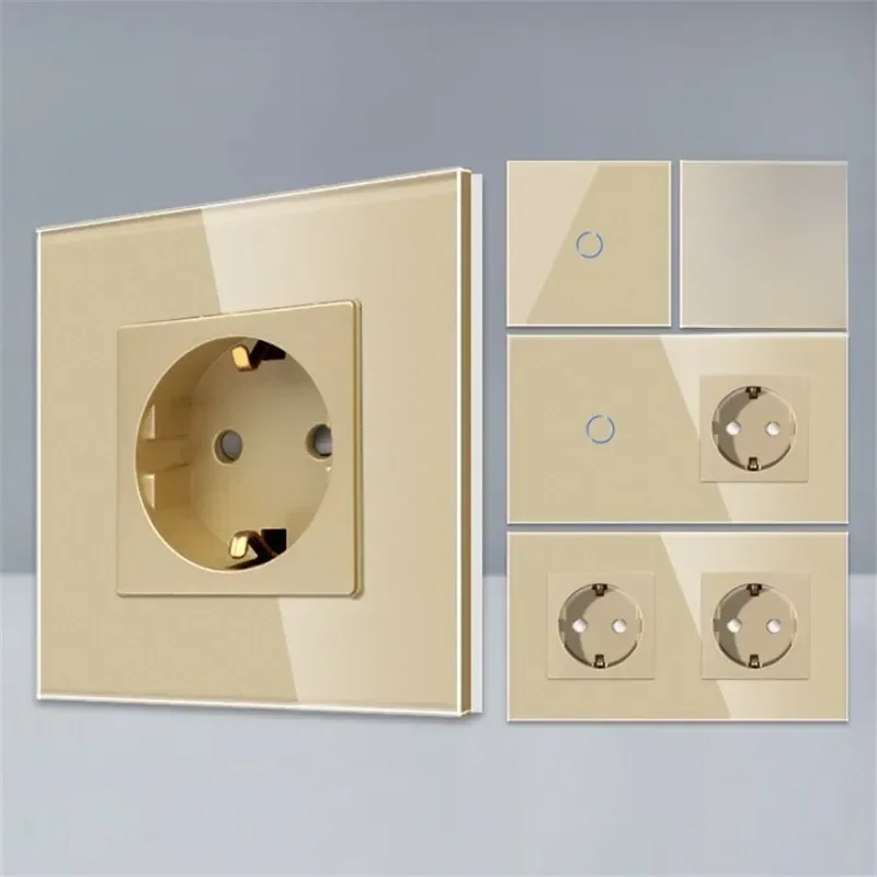 Bingoelec Touch Switch goud en stopcontacten met kristallen glazen paneel Home Improvement - afbeelding 2