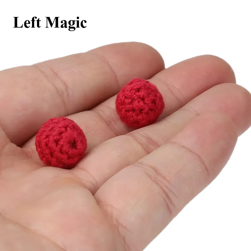 2 قطعة كرة كروشيه صغيرة (أحمر، 1.2 سم، 1 عادية و1 مغناطيسية) ملحقات سحرية للأكواب والكرات وكوب القطع خدع سحرية للتحايل Pro
