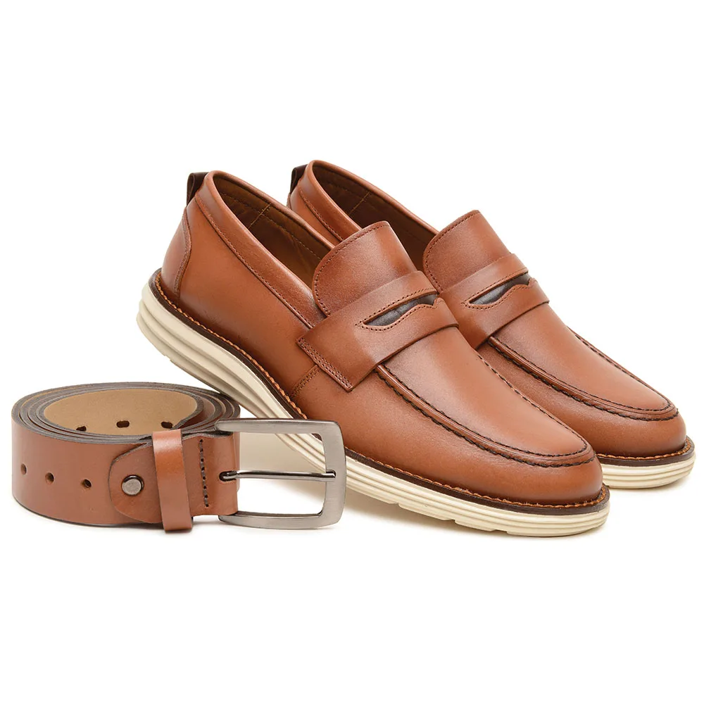 Men's Oxford Shoes Kit In Lightweight and Comfortable Leather Plus Belt In Leather