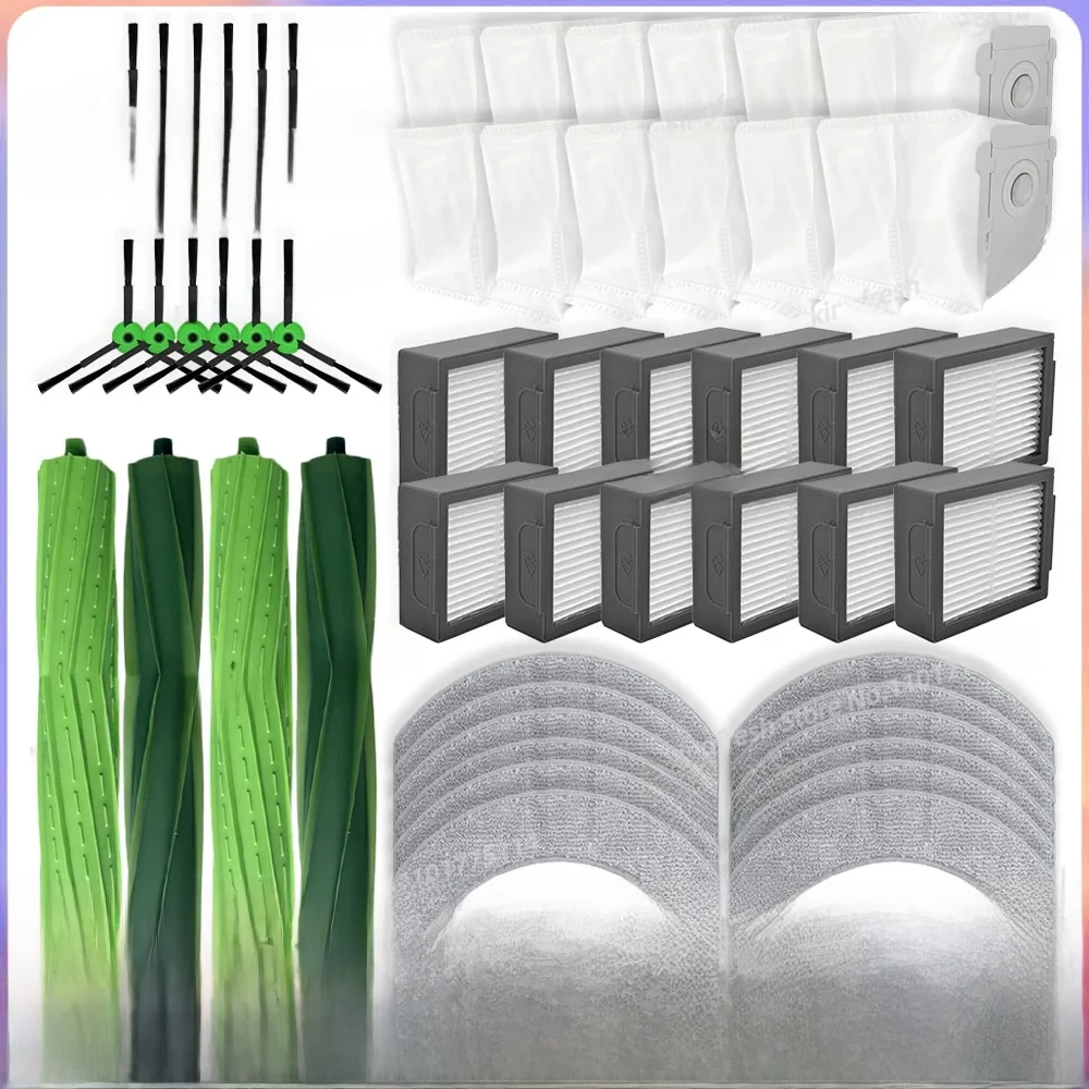 Compatible avec ( iRobot Roomba COMBO J7+ / COMBO J9+ ) Pièces de l’Aspirateur Brosse Principale Brosse Latérale Filtre Hepa Chiffon de Nettoyage Sac à Poussière Accessoires