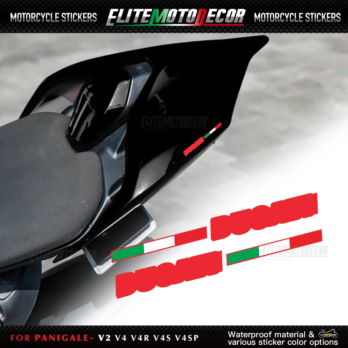 Per Ducati Tricolor Design logo Panigale V2 V4 V4R V4S V4SP V4 SP2 Coda posteriore Carenatura Adesivo Sedile posteriore Decalcomania