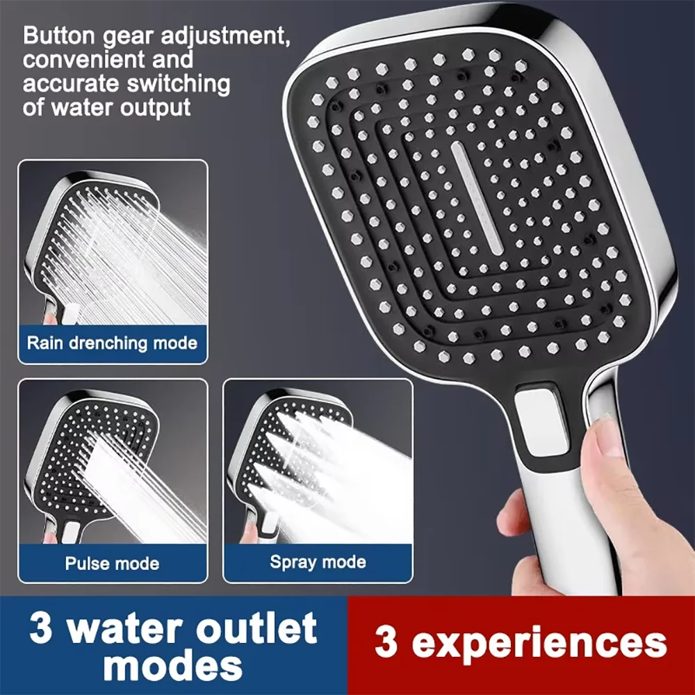 

Pressure Supercharge Handheld Shower Head Rain Water Conservation Shower Mixer Large Panel Rectangular Bathroom Accessories