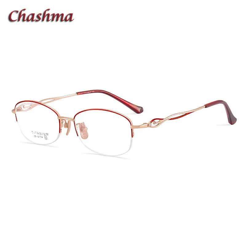 Chashma Woman Elegant Design Half Frame Titanium Prescription Glasses Optical Female Lightweight 10g Flexible Eyewear Spectacles