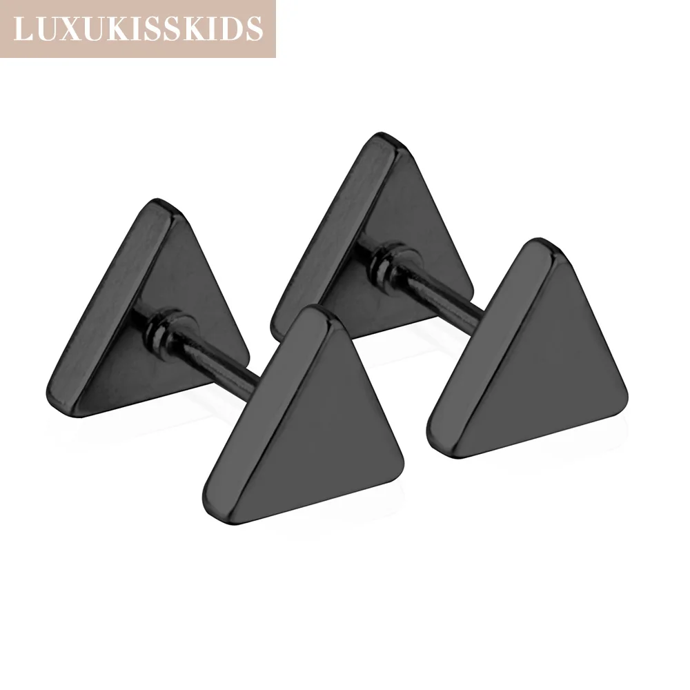 Luxukis skids klassische Edelstahl Ohrringe Dreieck Ohr stecker Piercing Frau/Mann Mode schwarz/vergoldet Schmuck für den täglichen Gebrauch