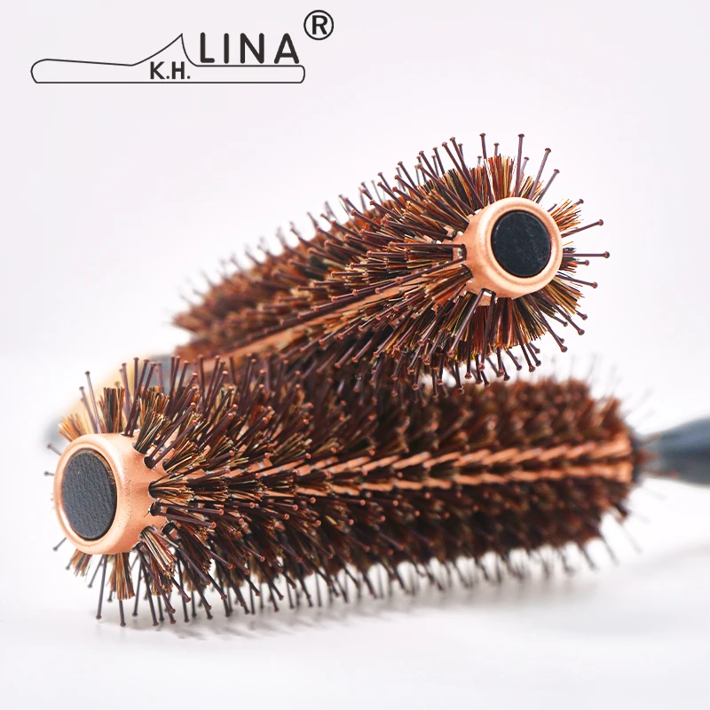 Wood Handle Round Rolling Brush Professional Barber Salon Hairdressing Anti Static Brush Teasing Brush Hair Comb Styling Tools