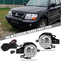 Front Bumper Fog Lamp Upgrade Kit FOR Mitsubishi Pajero 2004 2005 2006 Version Additional Foglight Set Switch + Wiring