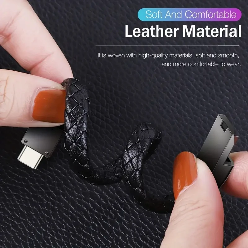 USB Charging Bracelet Cable Fashion Double Braided Wrist Data Charger Cord For IPhone Type-c Micro Mobile Phone