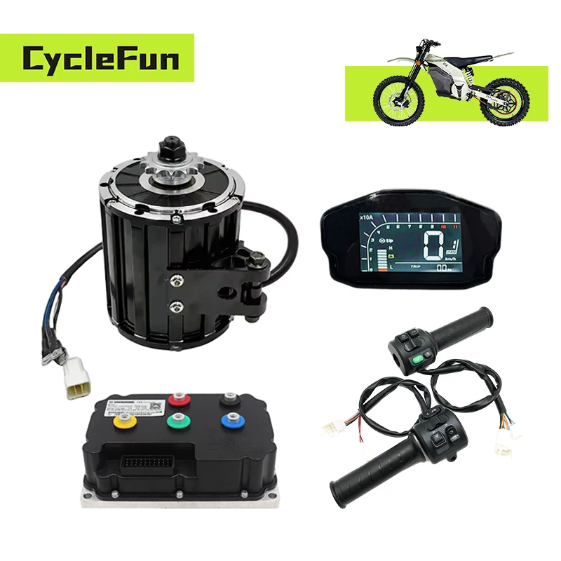 QS120 2KW 70H 72V Mid Drive Motor With FarDriver ND72300 Controller T08 Throttle And DKD Display For Electric Motorcycle Scooter
