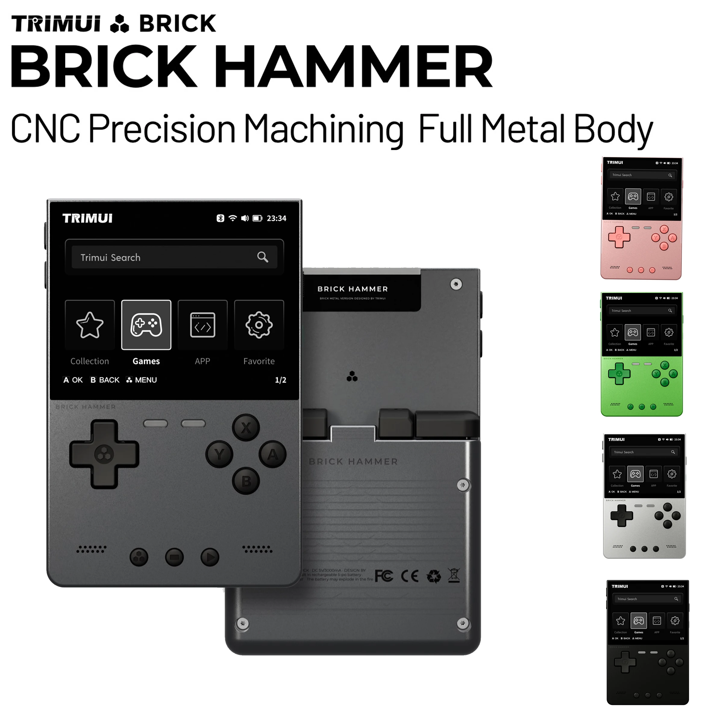 TRIMUI BRICK Hammer Handheld-Spielkonsole 3,2-Zoll 1024x768 IPS HD-Bildschirm Linux-System Metallgehäuse Tasten-LED-Beleuchtung Beste Geschenke