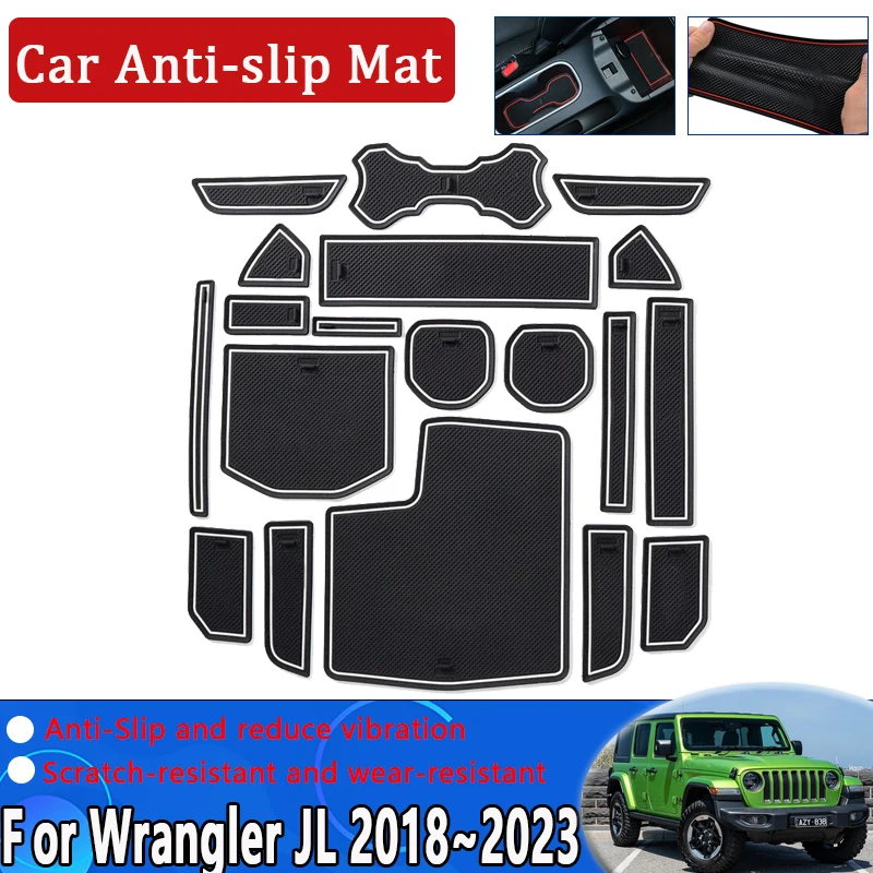 

Car Luxurious Slot Hole Mat For Jeep Wrangler JL 2018 2019 2020 2021 2022 2023 Gate Cup Cushion Rubber Pads Stickers Accessories