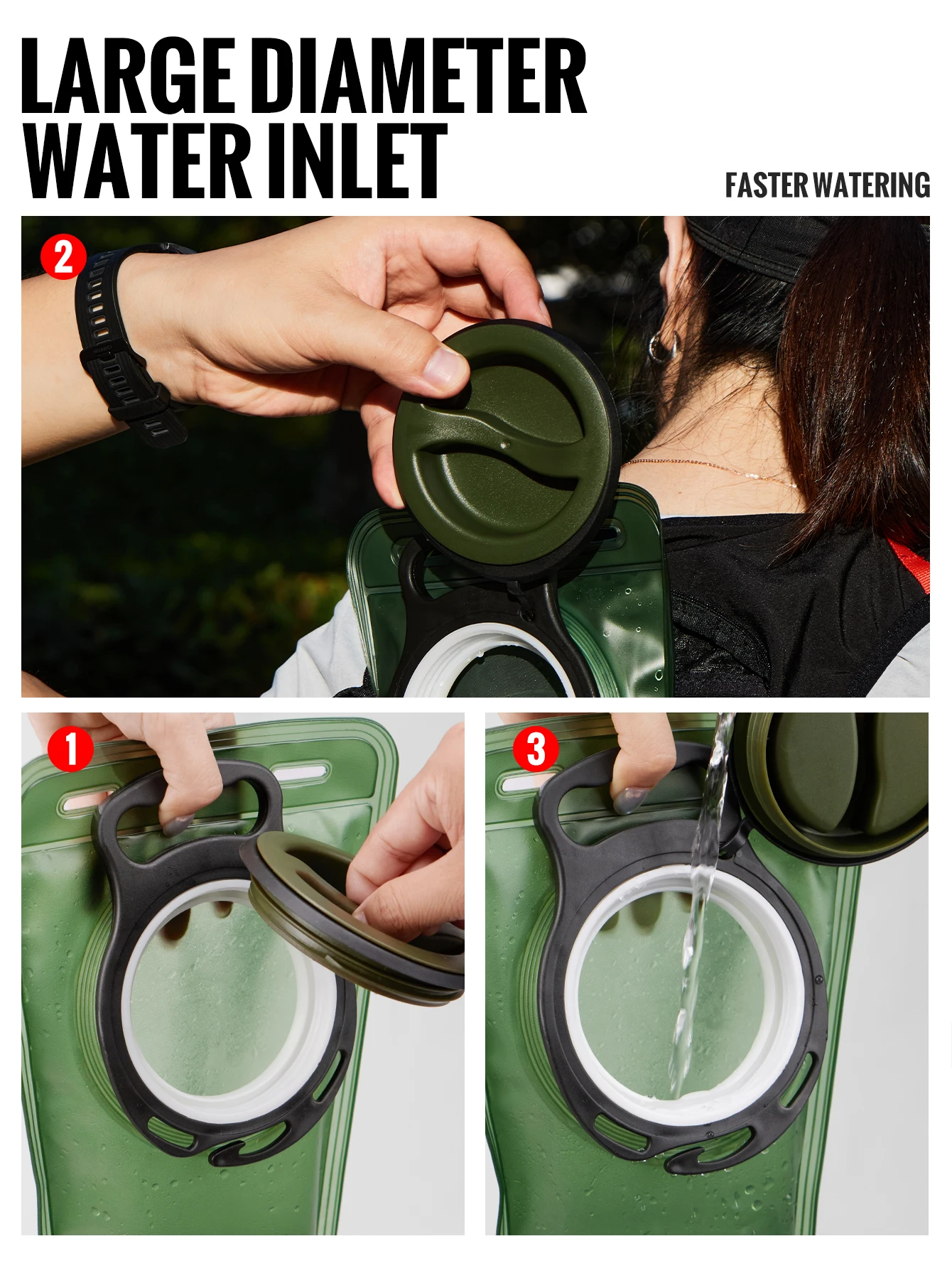 WRELS 1,5L/2L/2,5L/3L Trinkblasen-Auffangbeutel, auslaufsicherer Wasserbehälter, BPA-freier Wasserbeutel für Wandern, Radfahren, Laufen und Sport – Detail 4