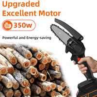 4-Inch Mini Cordless Electric Chainsaw fuel Electric Saw Garden Woodworking baking Power Tool With 2PCS 21V Lithium Battery