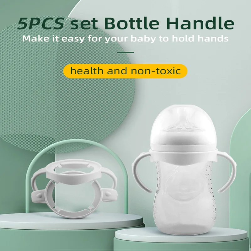 5pcs/set  Bottle Handle NEW Bottle Grip Handle For Avent Natural Wide Mouth PP Glass Feeding Baby Bottle Accessories