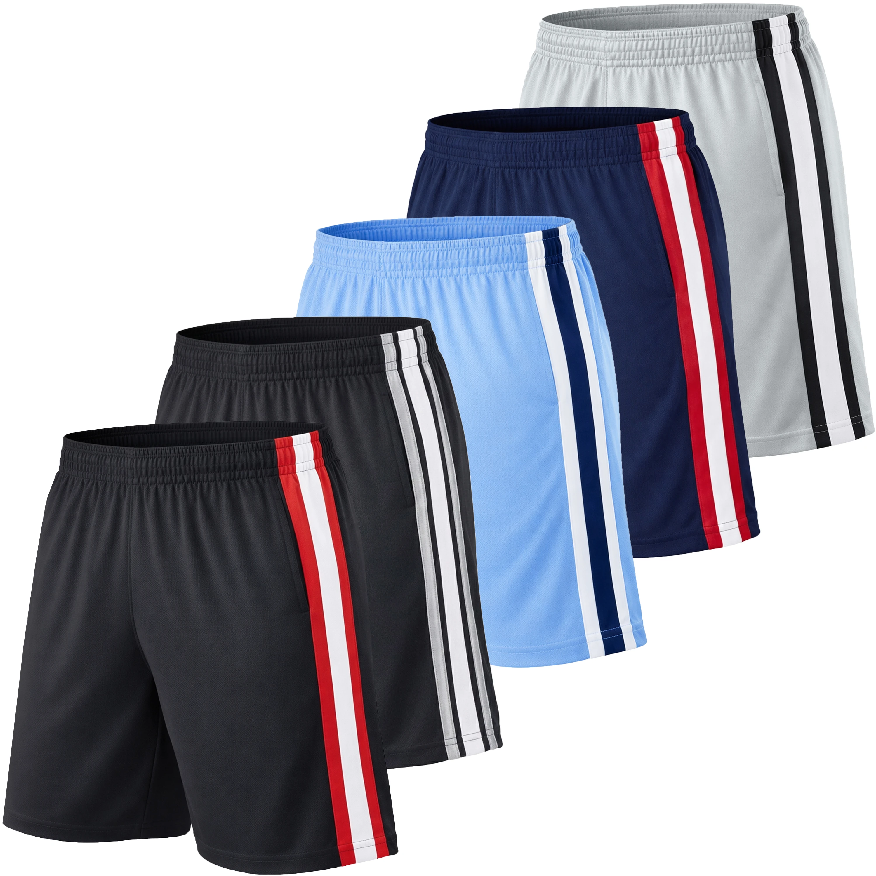 

Men's 5-Pack Lightweight Breathable Moisture Wicking Mesh Shorts