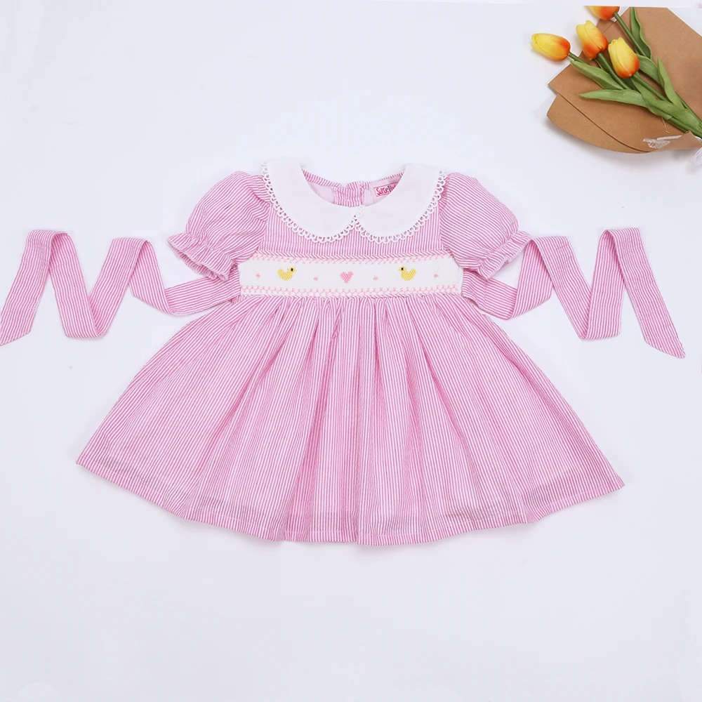 

2023 New Summer Pink Smock Cute Style Baby Girl Clothes Set Kid Dress Princess Birthday Children Outfit Loungewear Spandex Skirt