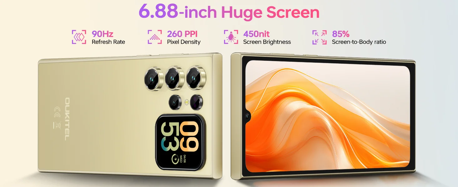 OUKITEL C62PRO 4G Unlocked Cell Phone 6.88" Display, 24GB RAM+256GB ROM/TF 1TB, 5150mAh Smartphone, 1800 Camera
