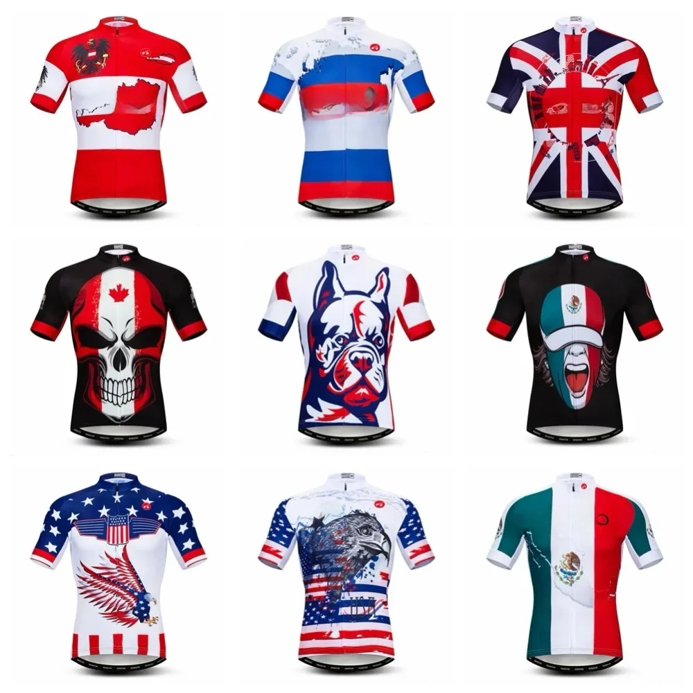 AliExpress Weimomonkey cycling jersey Men Mountain Bike jersey Pro MTB Bicycle Shirts Short sleeve Team Road Tops Canada France Russia Skull red