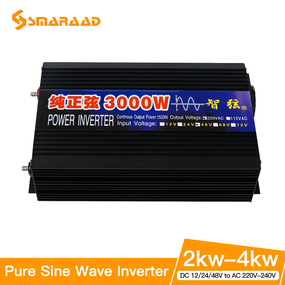 

Pure Sine Wave Inverter 4000W 3000W 2000W Power Bank DC 12V 24V To AC 220V Voltage 50/60HZ Converter Solar Car LED Display