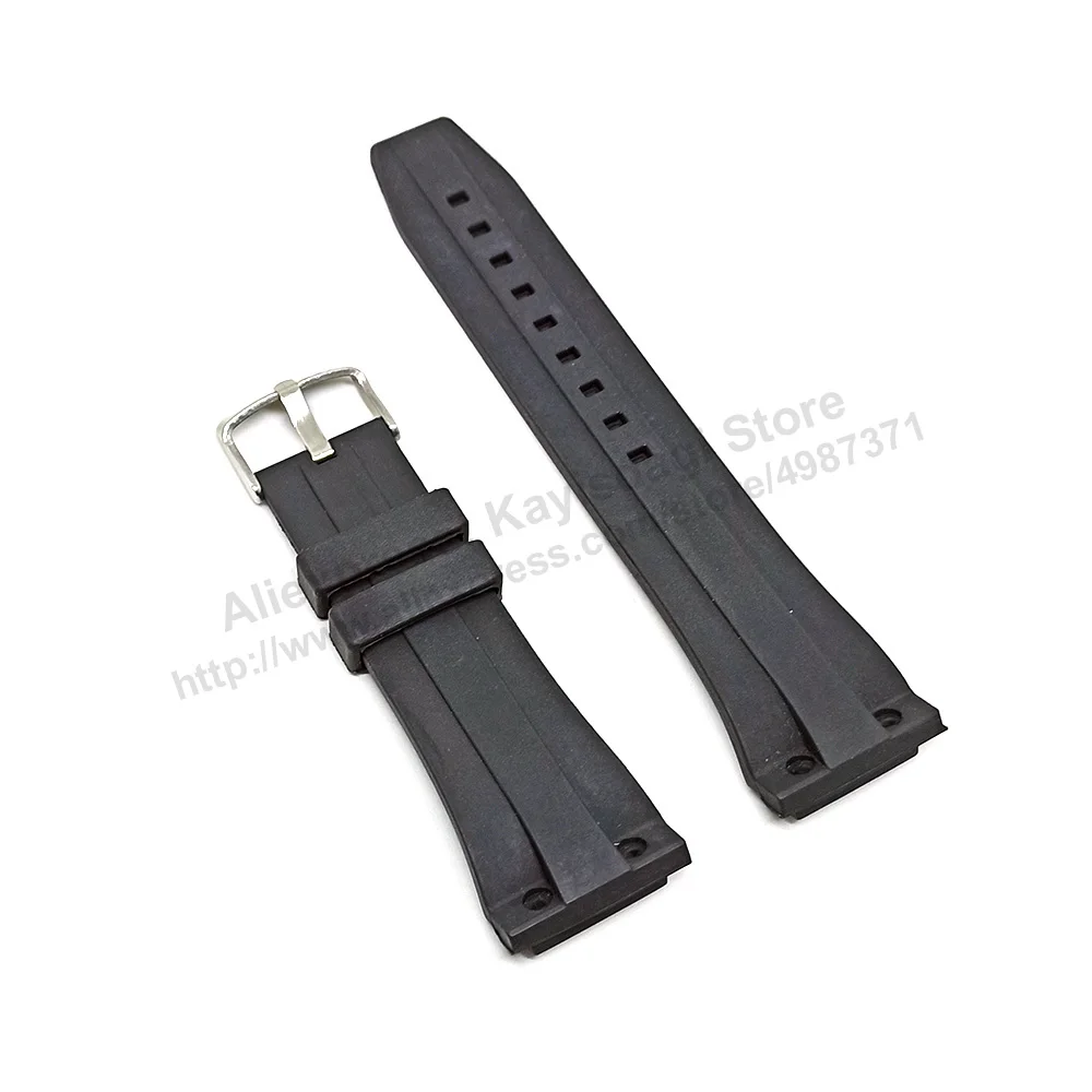 25mm Black Rubber Silicone Watch Band Strap compatible for Concord