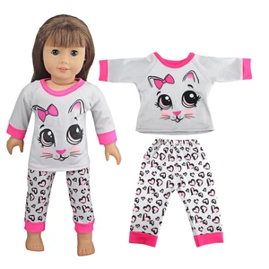 Roupas de boneca pijamas para 43cm bebê recém-nascido e americano 18 Polegada menina boneca unicórnio tubarão dos desenhos animados roupas terno para geração boneca 8 principais vendas material boneca - №8