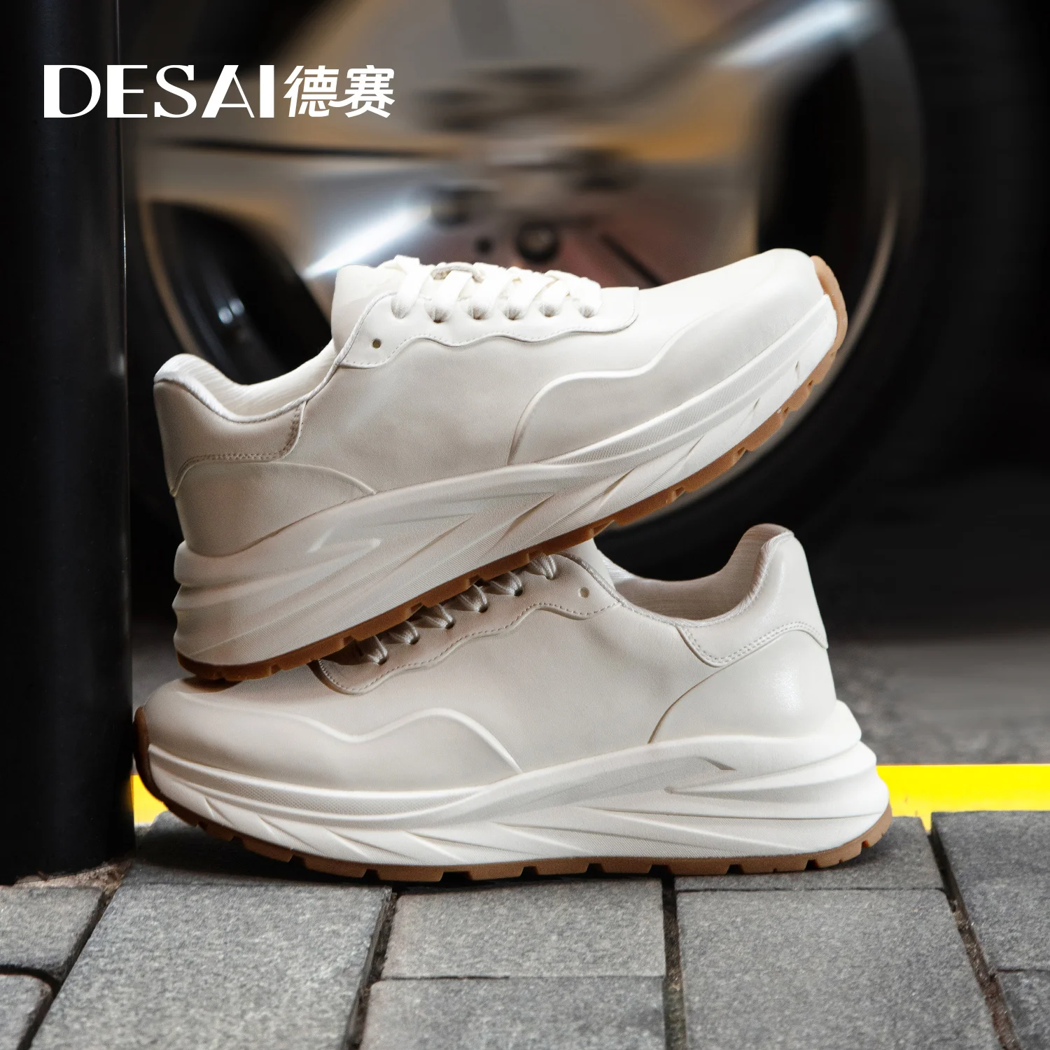 Desai [New beef buttock leather] Shoes Men's shoes autumn and winter running sneakers all match lightweight men's casual shoes