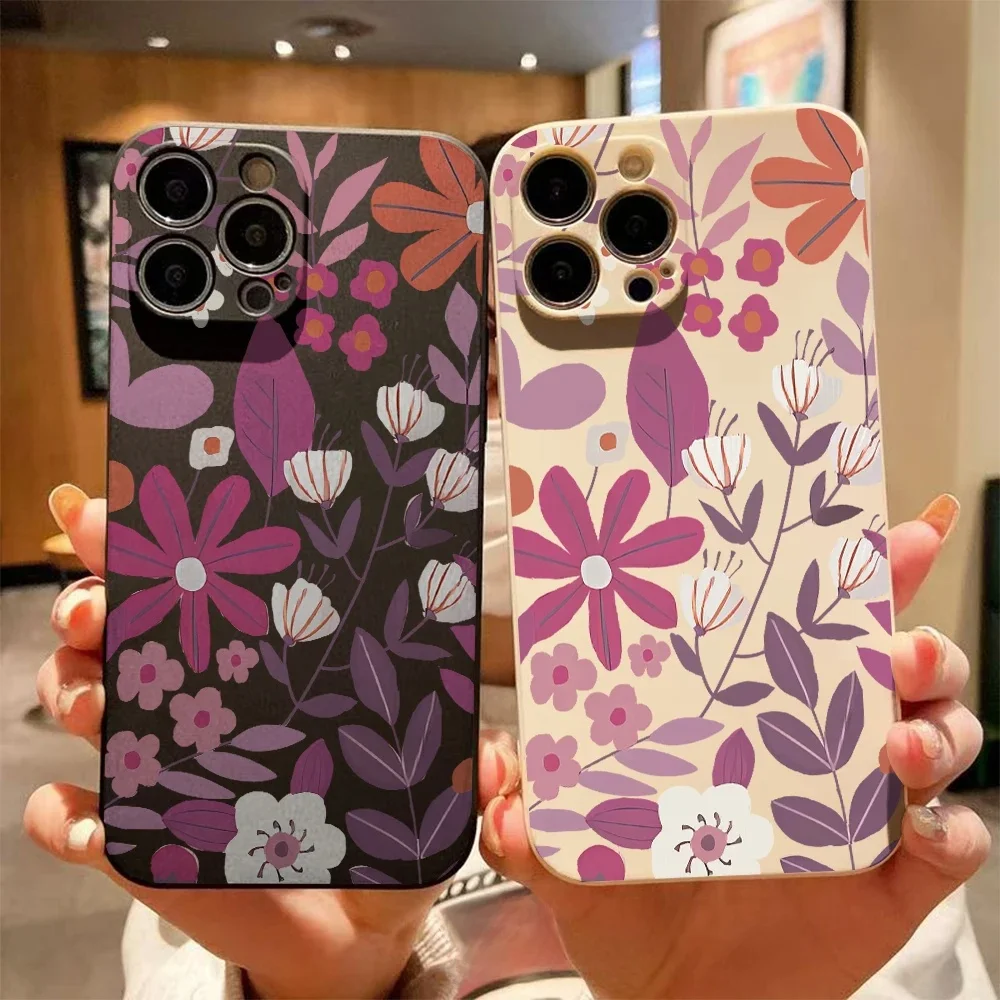 Coque de téléphone en silicone à fleurs exotiques, étui de protection en TPU pour IPhone 14 15 16 Plus, 14, 15, 12, 11, 16 Pro Max 12 Mini XS Max