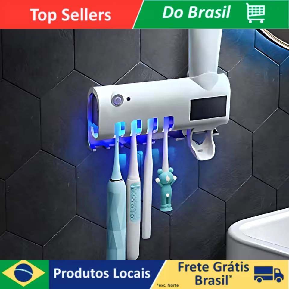 Dispenser Automático Pasta De Dente Suporte Escovas Banheiro