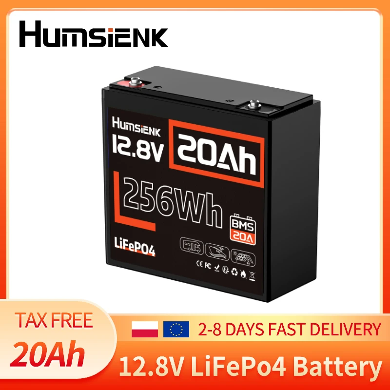 Batería de ciclo profundo de litio LiFePO4 Humsienk de 12 V y 20 Ah, batería recargable de fosfato de hierro y litio con más de 2000 ciclos para energía solar, iluminación, camping al aire libre