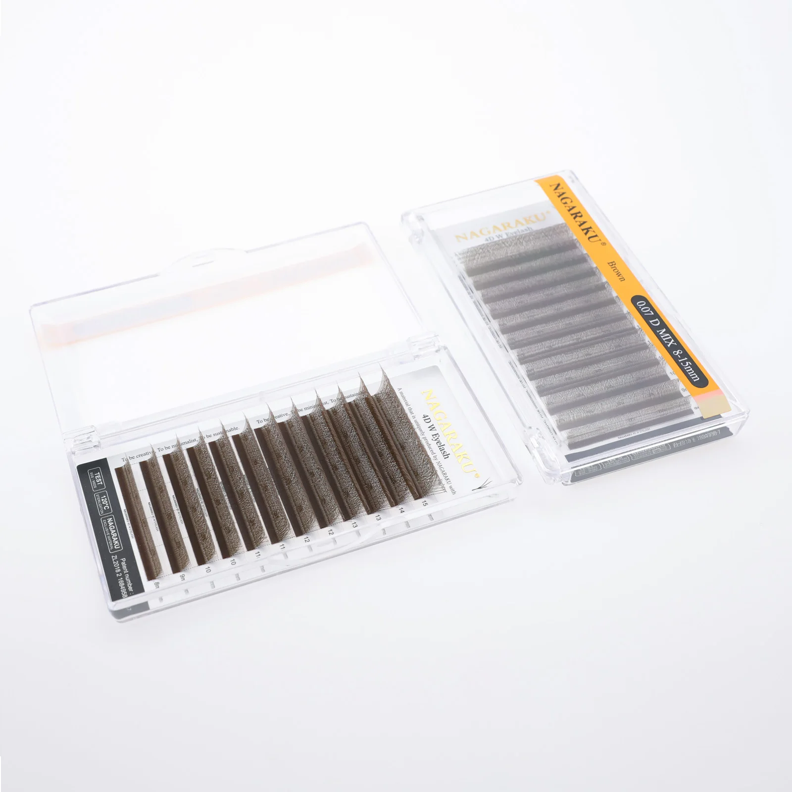 NAGARAKU Braun Dunkelbraun 3D/4D/5D W-Form Handgewebte Vorgefertigte Fächer-Wimpernverlängerungen Volle Wimpern Natürlich Weich Leicht Matt Dicht – Detail 10