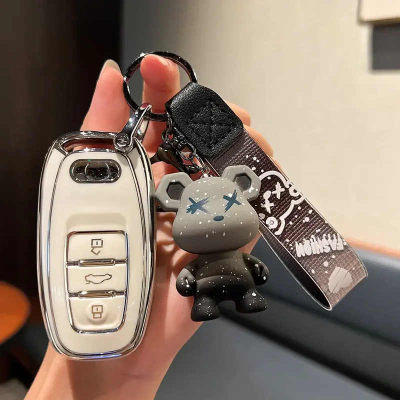 Coque de protection pour clé télécommande de voiture en TPU, accessoire pour clé Audi Q3 Q5 Q7 S4 S5 S6 S7 S8 R8 TT A1 A3 A4 A5 A6 A7 A8 Quattro