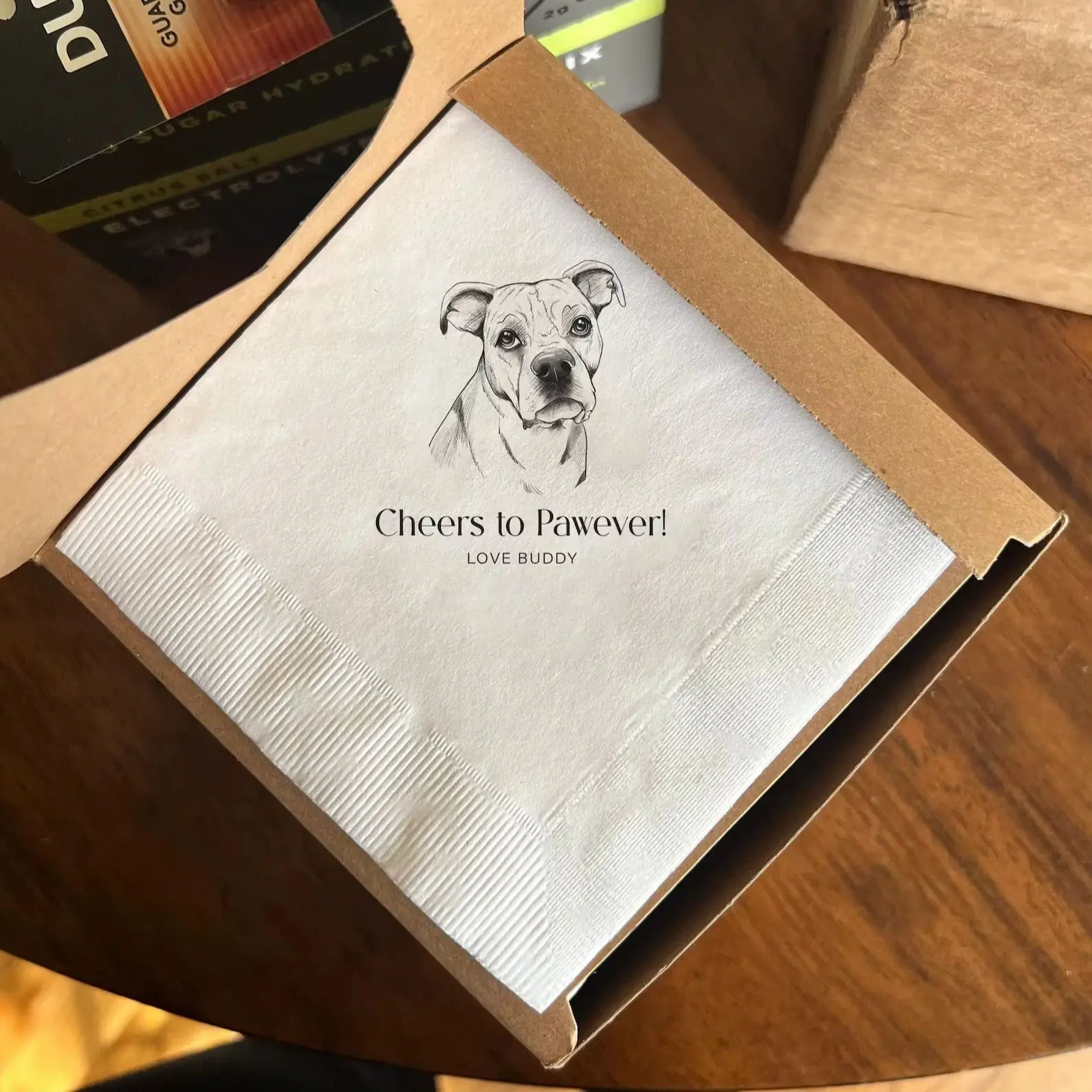 50pcs Custom Pet Wedding Napkins, Personalized Dog Cocktail Wedding Serviettes, Dog Portrait from Photo, Dog Party Napkins for