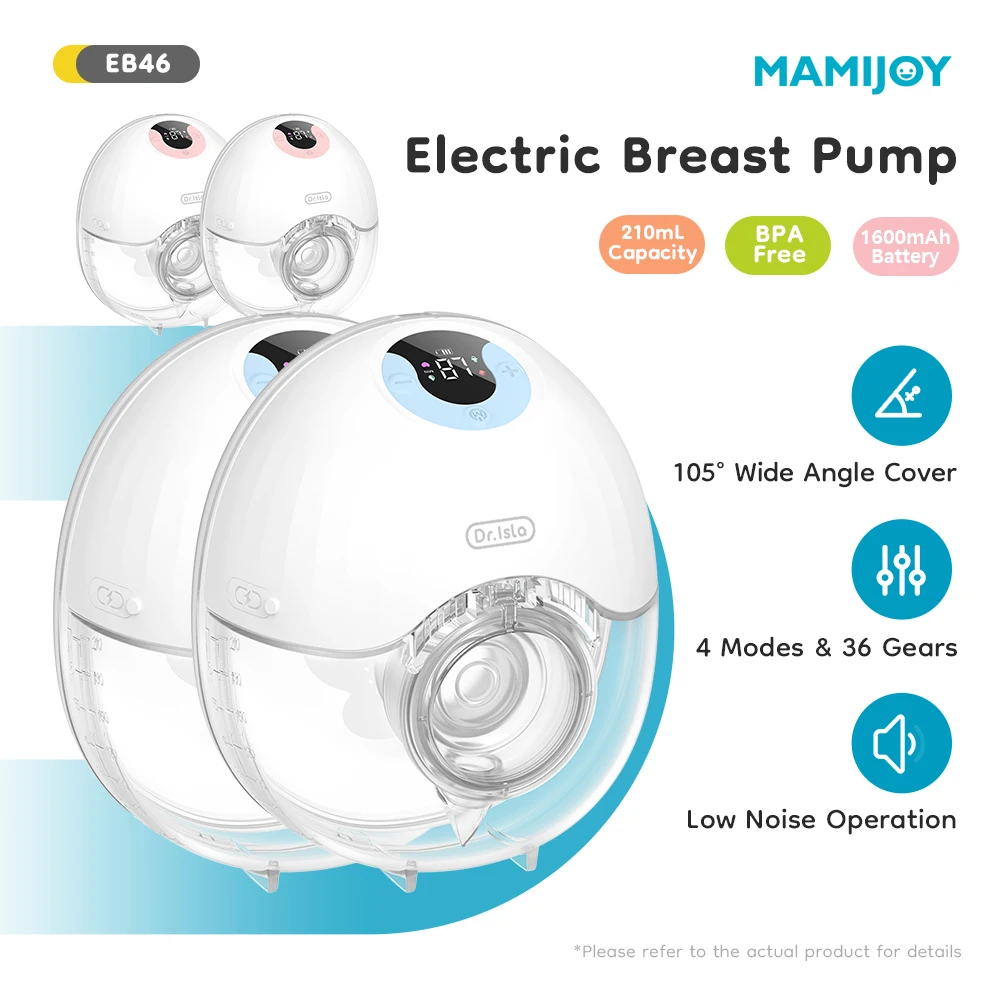 MAMIJOY 2 uds extractor de leche portátil 4 modos y 36 niveles extractores de leche eléctricos portátiles cómodo colector de leche manos libres bajo Niose