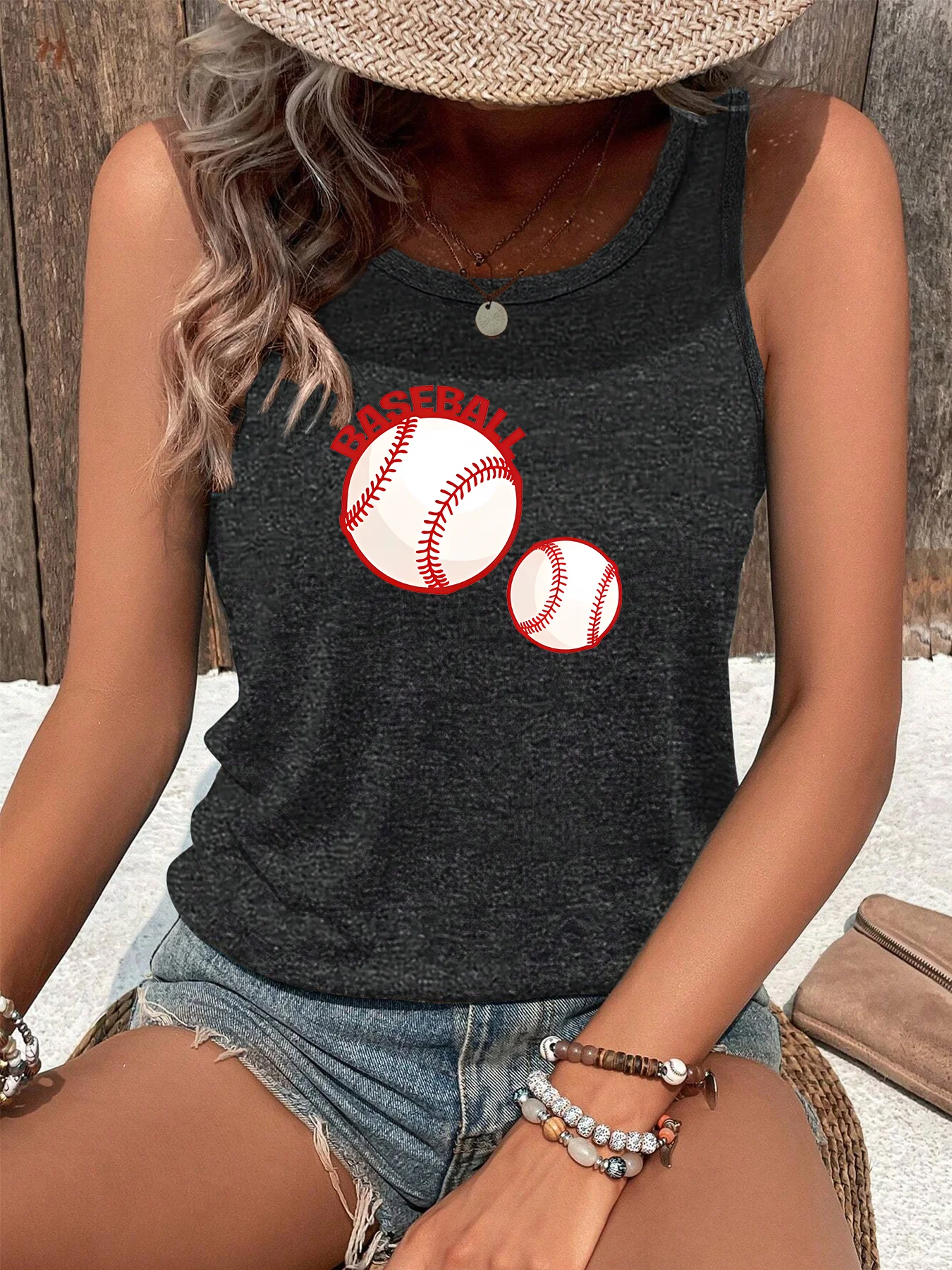 Because I Love Baseball Fashion Funny Sports Women's Tank Top Loose O Neck Sleeveless Casual Tank