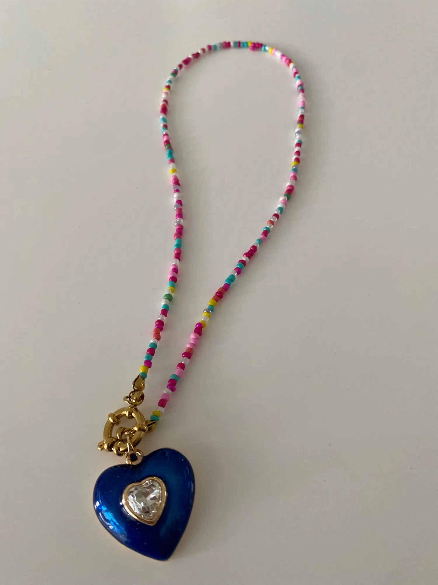 Imitation Pearl Necklace Women Choker Seed Beads Rainbow Stainless Steel Spring Clasp Sailor Buckle Base Chain Gold Color Boho photo review