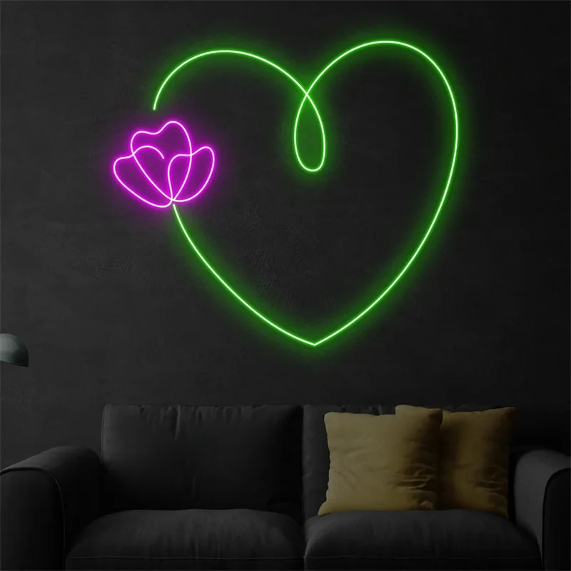 

Heart Rose Neon Sign, Rose Flower Led Sign, Custom Neon Sign, Rose Store Wall Decor, Flower Shop Art, Flower Lover Gifts