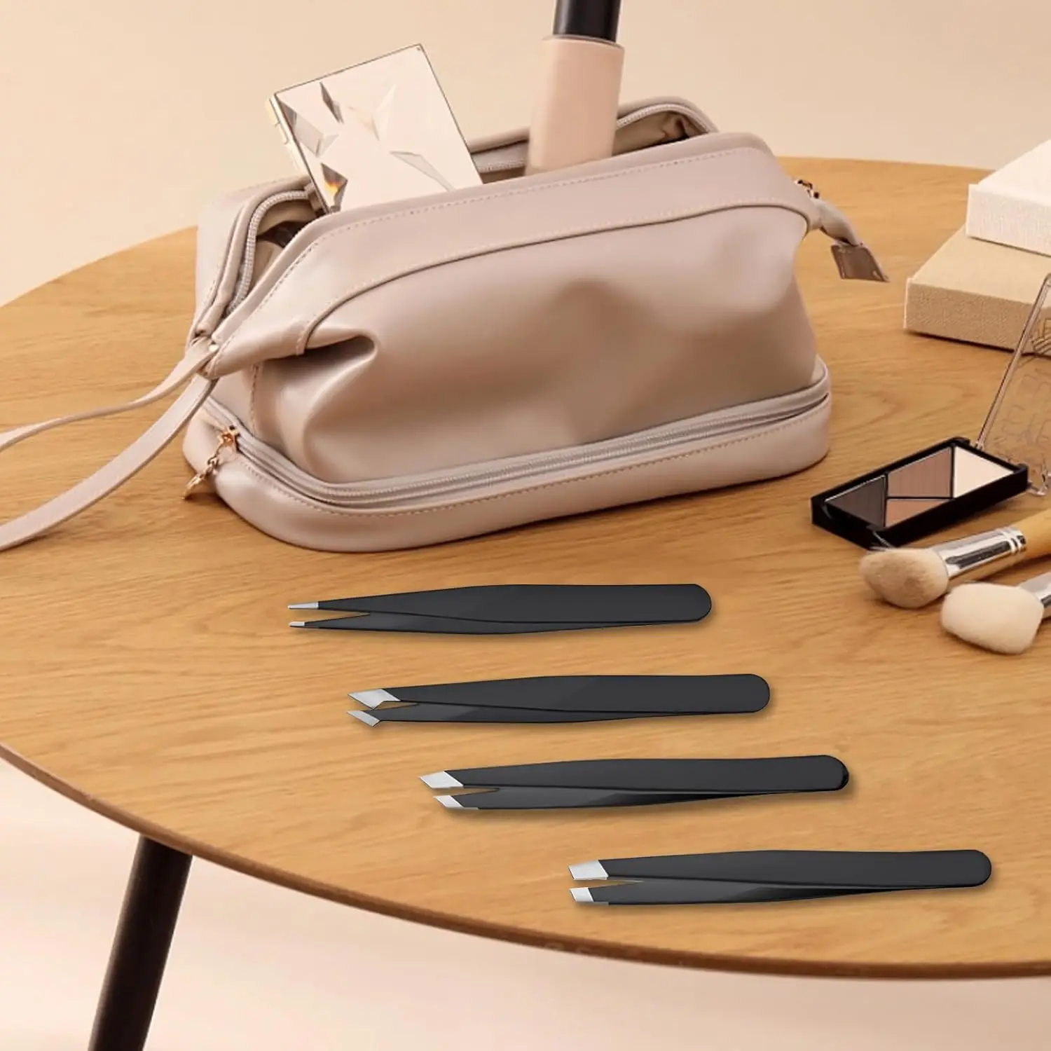 4 szt. Pęsety wielofunkcyjne dla kobiet - zestaw narzędzi do usuwania włosów zakrapiałych, pęsety do depilacji brwi z 4 kształtami