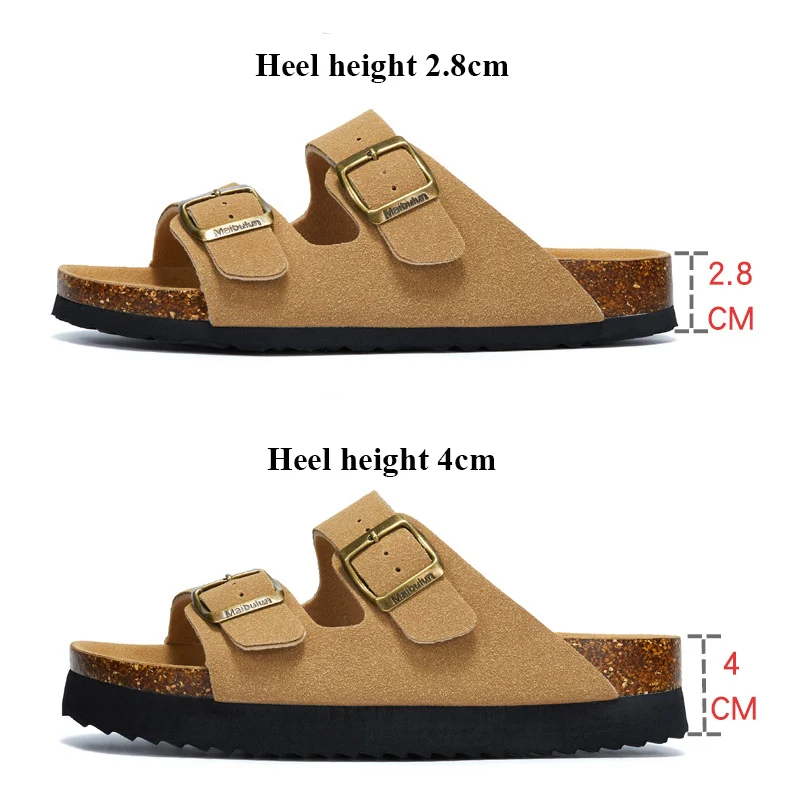 

2024 Flat Non-Slip Cork Slippers Men Women Luxury Indoor Flip Flops Sandals Outdoor One-Word Frosted Summer Thick sole Shoes