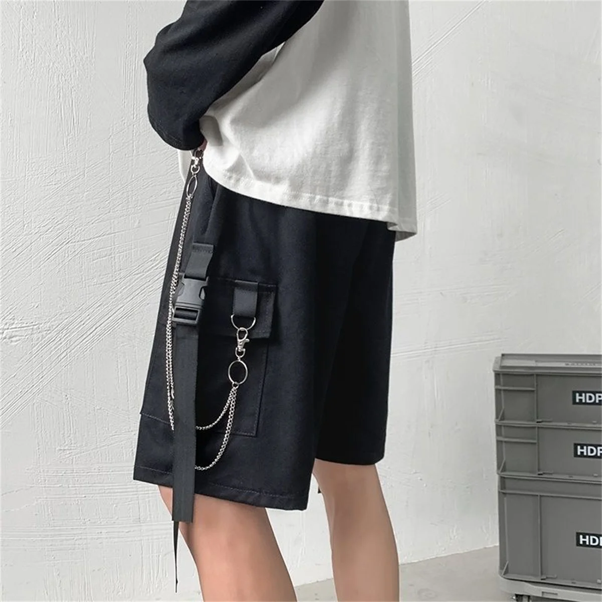 

Black Hip Hop Cargo Shorts Men Summer Running High Street Loose Pants Streetwear White Casual Kahaki Shorts Boys Girl