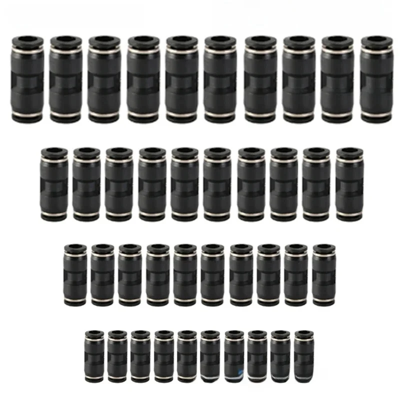 30/40/50/60/70 pièces raccord pneumatique de haute qualité connecteur en plastique noir à poussée droite 6/8/10/12mm connecteur trachée PU